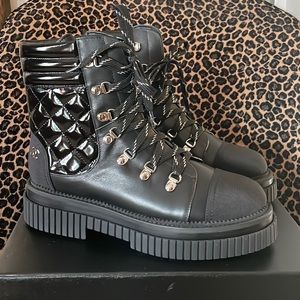 CHANEL Calfskin Grosgrain Quilted Lace